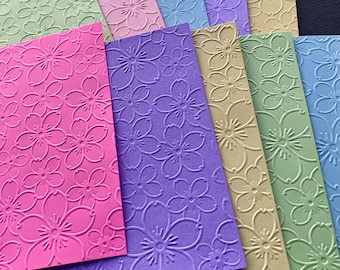FREE Ship! Set of 10 floral pattern 3D embossed textured cardstock! Flower paper, greeting cards, journaling, scrapbooking, embossing papers