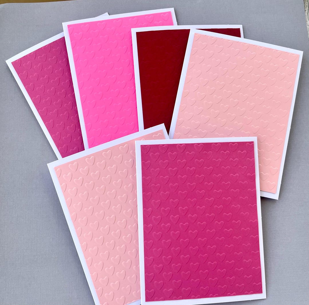 Handmade Embossed Note Cards Set of 6, Valentine's Day, Valentine Card ...