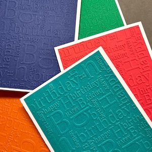 Happy Birthday Notecards, Set of 5 Blank Folded Cards and Envelopes, Hand Embossed Paper, Handmade Unique Greeting Card! All 5 Star Ratings!