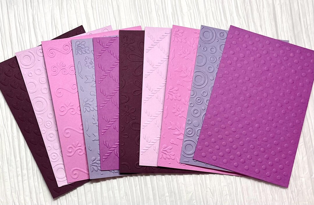 Set of 10 Mixed Pattern 3D Embossed Textured Paper Purple Cardstock ...