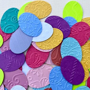 FREE SHIPPING! 30 Paper Easter Eggs, Egg Die Cuts, Embossed Die Cuts, Cardstock Cut Outs, Easter Die Cuts, Scrapbooking Journaling Teachers!