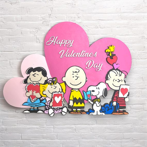 Peanuts Gang Wooden Door Sign | Handcrafted Valentine's Day Décor