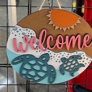 Sea Turtle Sign | Welcome Beach Sign| Handcrafted Wooden Decor With ...