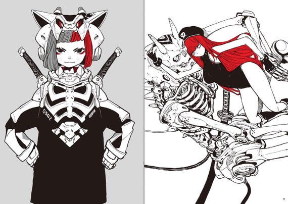 Acky Bright Artbook : B/W - Japanese Rakugaki Art Book / Artworks