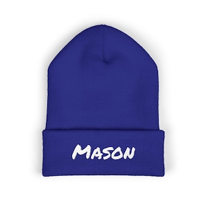 Embroidered Personalized Beanie Hat, Custom Knit Winter Cap, Monogrammed Cuffed Toque, Warm Unisex Skull Cap, Knitted Ski Headwear,