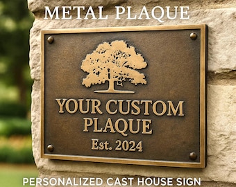 Custom Bronze Metal Plaque – Personalized Cast Sign for Business or Home , Unique gift ideas historical home marker, Durable Outdoor plaques