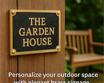 Custom Brass Door Sign: Personalized Name Plaque, Black & Gold