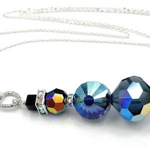 Crystal Snowman Pendant. Swarovski Blue Snowman Crystal Pendant/Sterling Chain/Christmas, Winter Jewelry-Gift for her