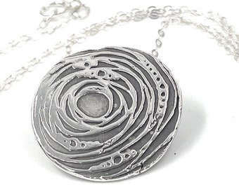 Modern Artistic Pendant. Sterling Silver. Sterling Chain Included