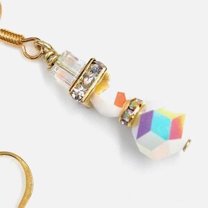 Swarovski Aurora Borealis witte albasten kristallen sneeuwpop. Kerst oorbellen. Modern. Kousvuller voor dames - Gold Fill Wires