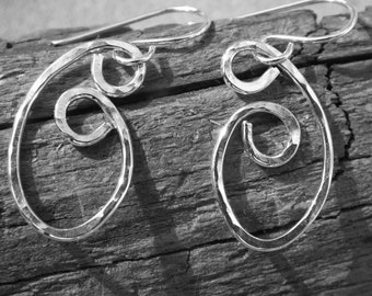 Sterling Silver Hammered Earrings. Prayer Earrings. ZEN Earrings. Mother and Child Earrings.