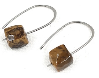 Tiger's Eye Niobium Earrings-Hypoallergenic Earrings-Nickel Free Earrings-Minimalistic Earrings-small Earrings