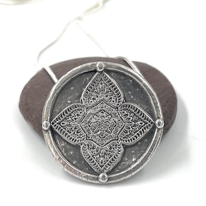 Mandala Pendant. Sterling Silver. Sterling snake Chain Included. image 1