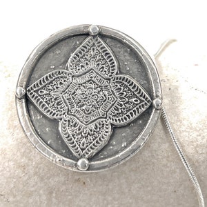 Mandala Pendant. Sterling Silver. Sterling snake Chain Included. image 2