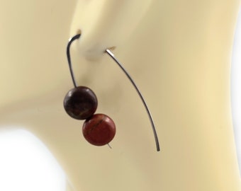 Niobium Earrings-Hypoallergenic Earrings-Nickel Free Earrings-Red Creek Jasper earrings