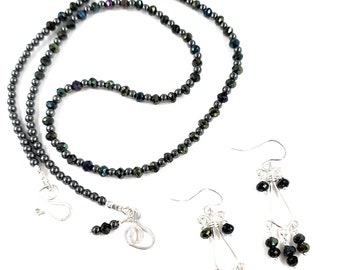 Spinel Mystic Titanium and Hematite Necklace and Earring Set