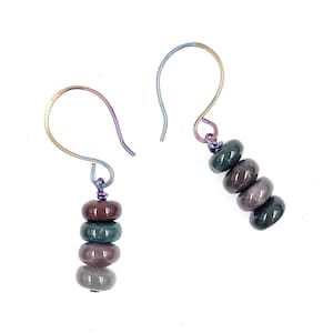 Jasper Earrings - Rainbow Niobium - Hypoallergenic Earrings - Nickel Free