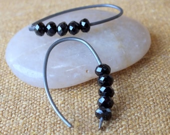 Niobium Black Spinel Earrings. Minimalist. Niobium Hypoallergenic Handmade Earrings