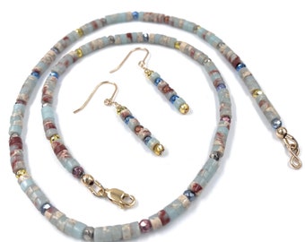 Jasper Starry Night Necklace and Earring Set 14K gold fill