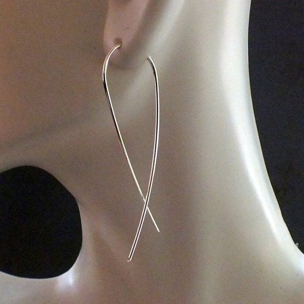 Simple Sterling Silver Earrings. Modern Contemporary Sleek Elegant Design. Sterling Silver Jewelry.