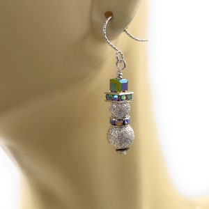 Snowman Earrings. Silver Filled Sparkle Beads. Christmas Earrings. Gift for her. Holiday-winter Earrings. Sterling Silver Ear Wires image 2
