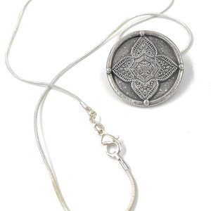 Mandala Pendant. Sterling Silver. Sterling snake Chain Included. image 3