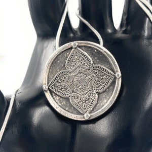 Mandala Pendant. Sterling Silver. Sterling snake Chain Included. image 5