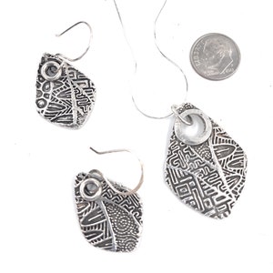 Fine Silver Pendant and Earring Jewelry Set. Abstract Design. Sterling Chain. Free Shipping. Gift for her. image 10