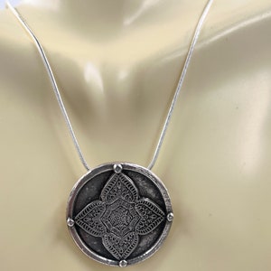 Mandala Pendant. Sterling Silver. Sterling snake Chain Included. image 4