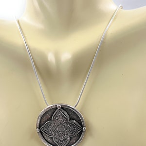 Mandala Pendant. Sterling Silver. Sterling snake Chain Included. image 6