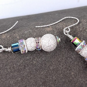 Snowman Earrings. Silver Filled Sparkle Beads. Christmas Earrings. Gift for her. Holiday-winter Earrings. Sterling Silver Ear Wires image 3