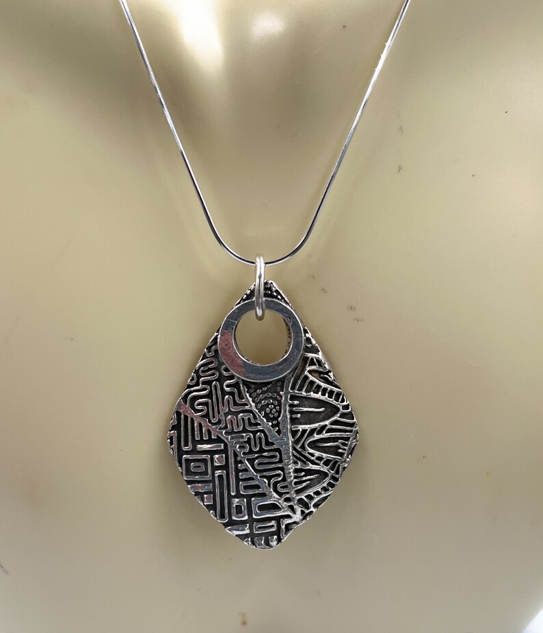 Fine Silver Pendant and Earring Jewelry Set. Abstract Design. Sterling Chain. Free Shipping. Gift for her. image 6