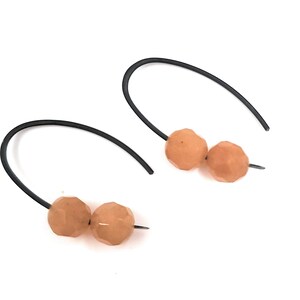 Niobium Black Earrings. Orange Aventurine, Minimalist. Niobium Hypoallergenic Handmade Earrings. Nickel Free.