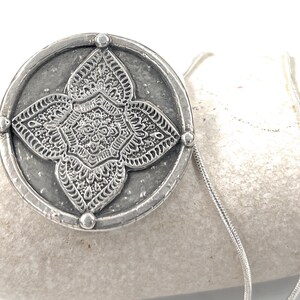 Mandala Pendant. Sterling Silver. Sterling snake Chain Included. image 10