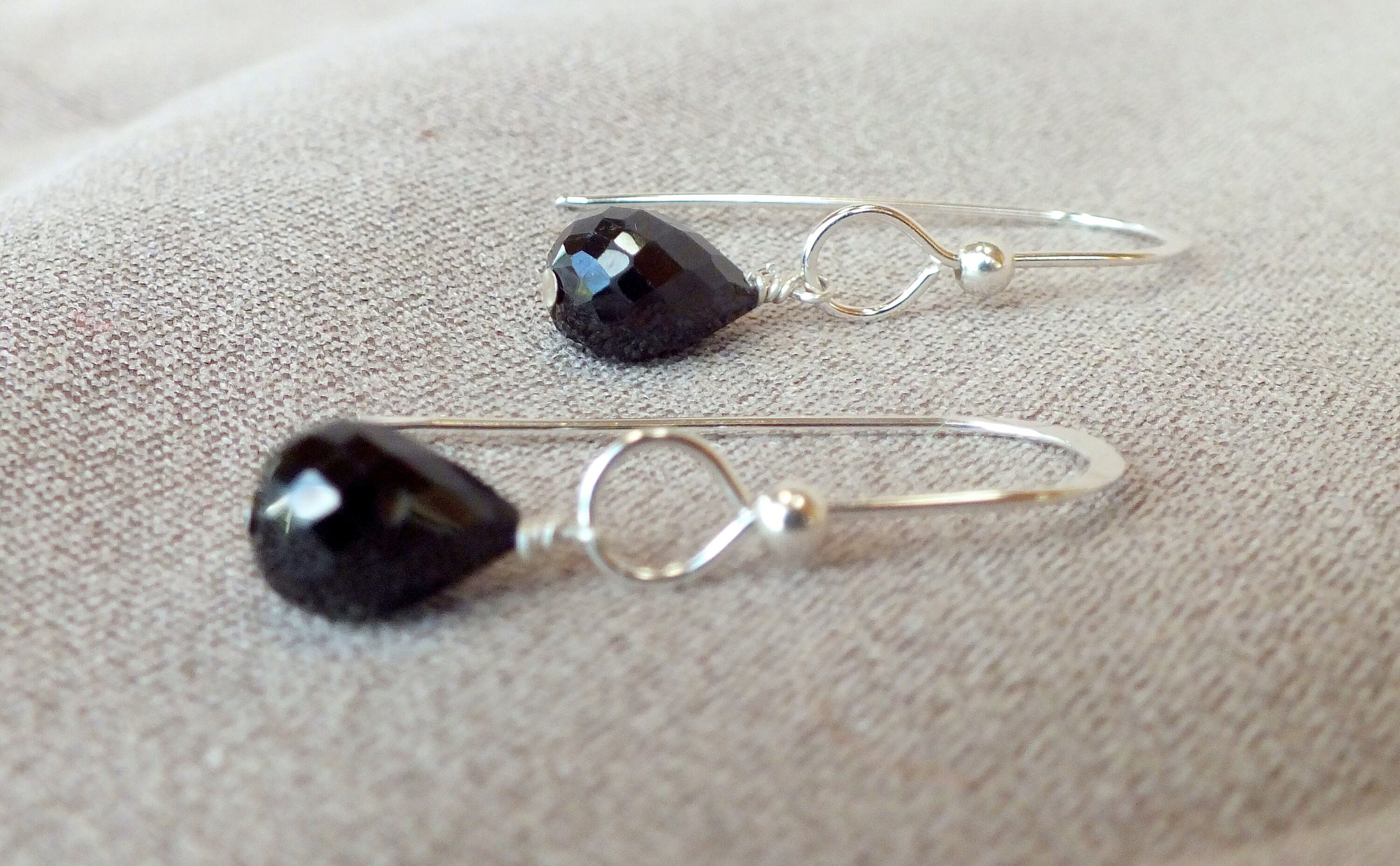 Black Spinel Sterling Silver Earrings. Modern Contemporary - Etsy