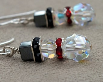 Pendientes de muñeco de nieve con cristales Swarovski, joyería navideña de plata de ley