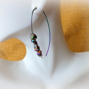 Rainbow Niobium Quartz Mystic Titanium Drusy Earrings-Hypoallergenic Earrings-Long Earrings image 7