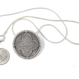 Mandala Pendant. Sterling Silver. Sterling snake Chain Included. image 9