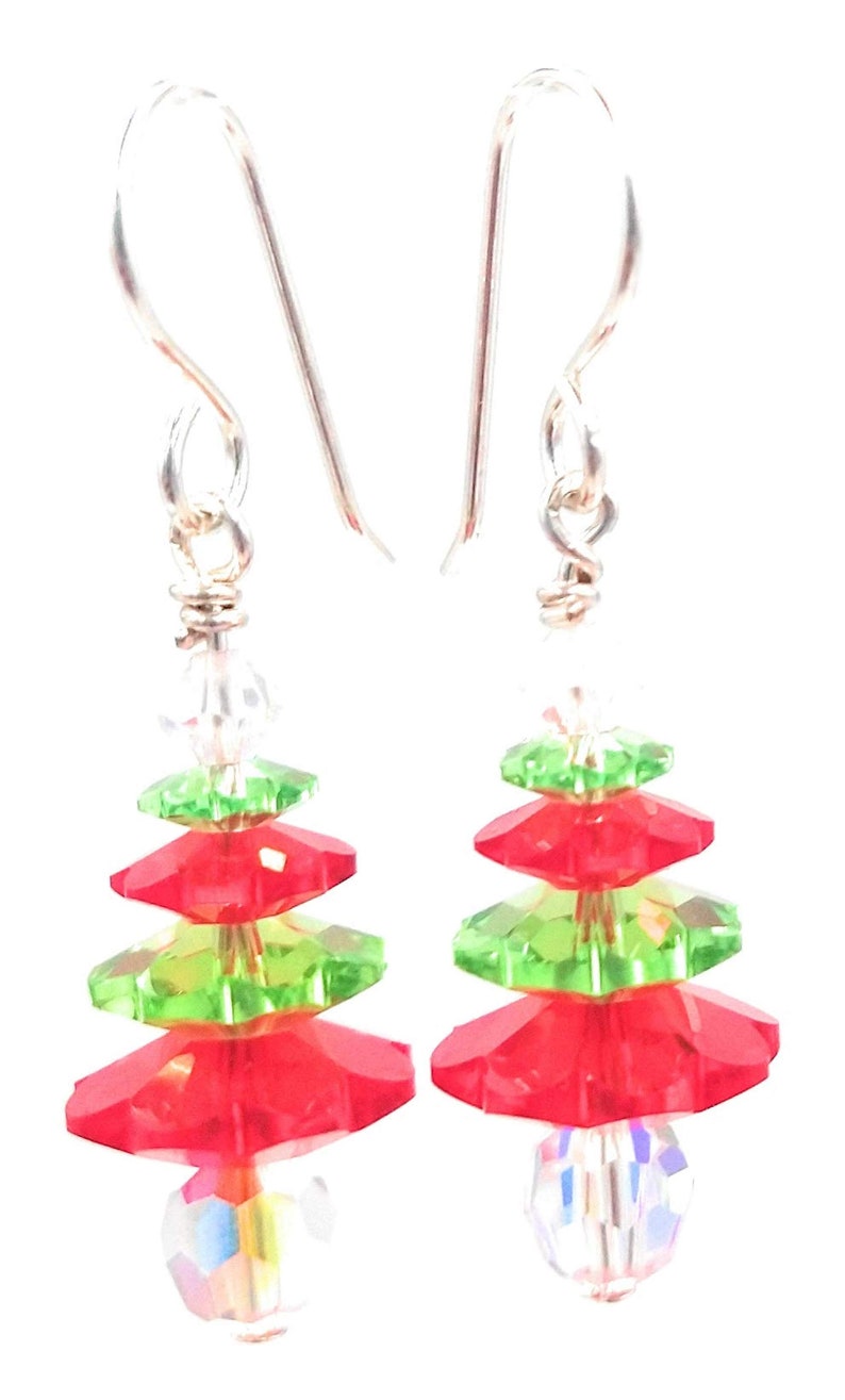 Christmas Tree Earrings. Holiday Earrings. Swarovski Crystal Etsy