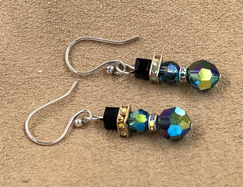 Snowman Earrings/Christmas Earrings/Swarovski Crystal Earrings/Holiday Earrings/Blue Snowman Earrings/ Sterling Silver image 5