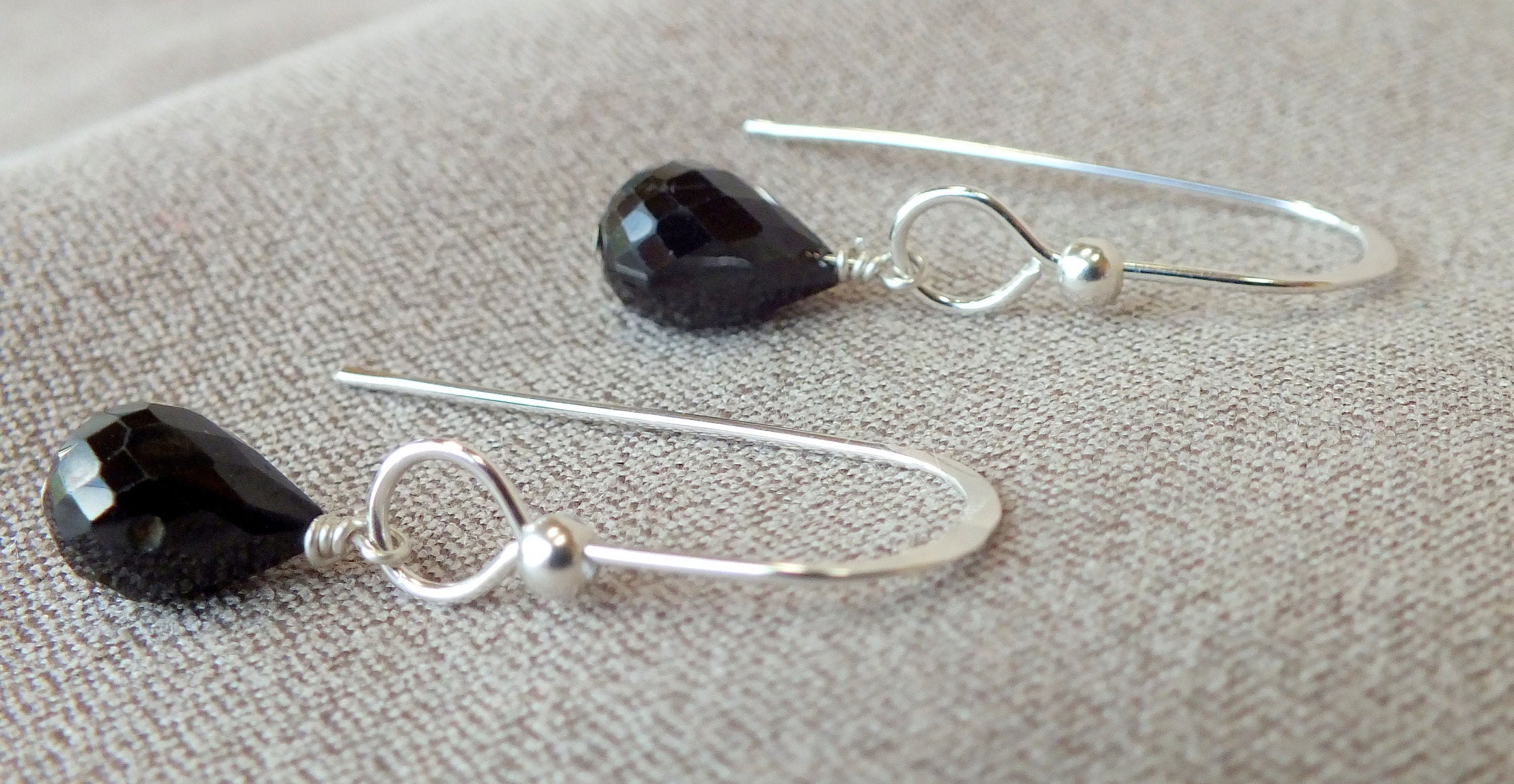 Black Spinel Sterling Silver Earrings. Modern Contemporary - Etsy