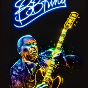 BB King Art print from original painting | Poster 12&quot;x 18&quot; | BB King &quot;King of Blues&quot; by Neimar DuArte (limited edition of 100)