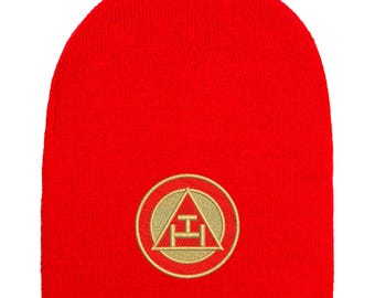 Gorro de punto del Santo Arco Real / Gorro de punto masónico / Gorro de invierno masónico del Arco Real del Rito de York / Regalo de insignia de la PHA