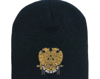 Gorro masónico de grado 32 / Gorro de punto del Rito Escocés / Gorra de calavera masónica / Regalo para masones de grado 32
