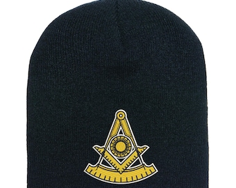 Gorro de punto con el símbolo del Pasado Maestro Masónico / Gorra de calavera masónica / Regalo para el Venerable Maestro