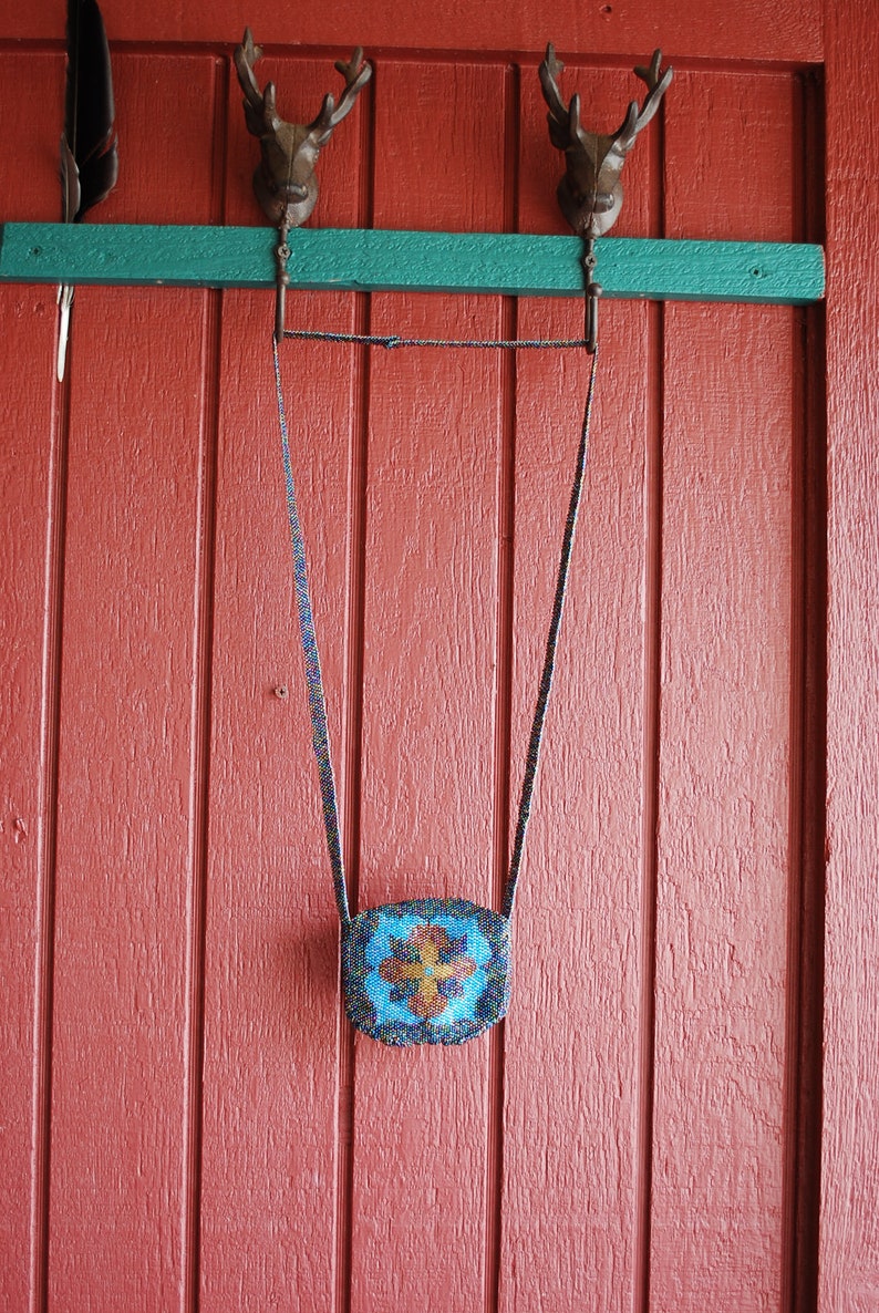 Small Beaded Purse Beaded Shoulder Purse Pocket Book Intricate Bead Work Custom Small 4 12 x 4 Wide Hippie Vintage 1970/'3