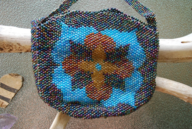Small Beaded Purse Beaded Shoulder Purse Pocket Book Intricate Bead Work Custom Small 4 12 x 4 Wide Hippie Vintage 1970/'3
