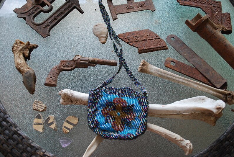 Small Beaded Purse Beaded Shoulder Purse Pocket Book Intricate Bead Work Custom Small 4 12 x 4 Wide Hippie Vintage 1970/'3