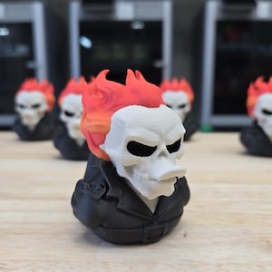 Flaming Skull Biker Duck - 3D Printed