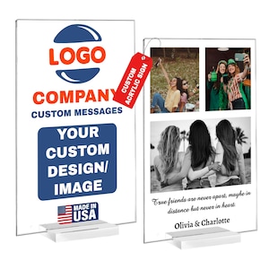 Custom Acrylic Sign – Personalized Acrylic Plaque with Stand, Business Sign, Wedding Sign, UV Printed, Indoor & Outdoor Decor, Clear Sign